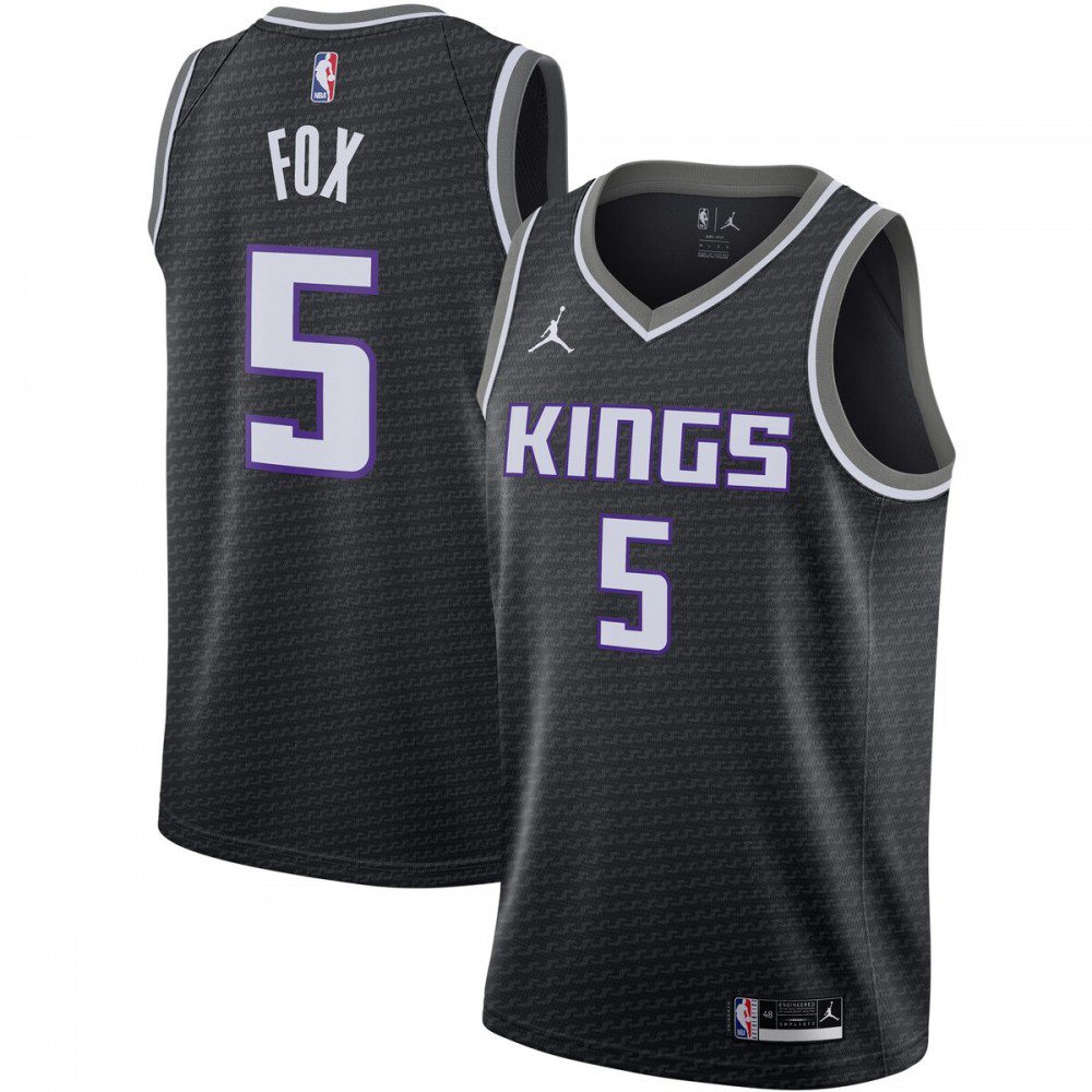 De'Aaron Fox Sacramento Kings Jordan Brand Logo 2020/21 Swingman Jersey - Statement Edition - Black-Pro Kit Vault | Brand New 26/27 Sports Jerseys